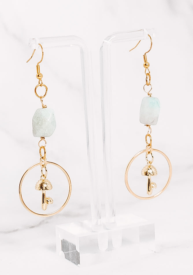 Crystal Hooped Mushroom Dangle Earrings