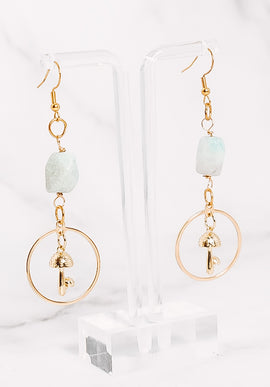 Crystal Hooped Mushroom Dangle Earrings