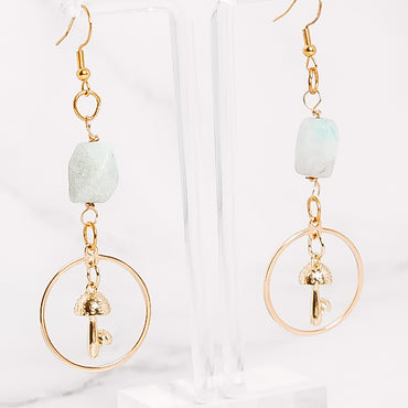 Crystal Hooped Mushroom Dangle Earrings