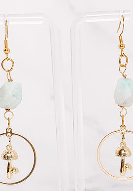 Crystal Hooped Mushroom Dangle Earrings