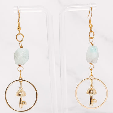 Crystal Hooped Mushroom Dangle Earrings