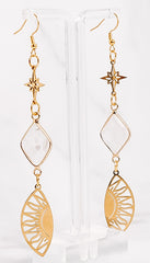 Crystal Rhombus Compass Star Sun Dangle Earrings