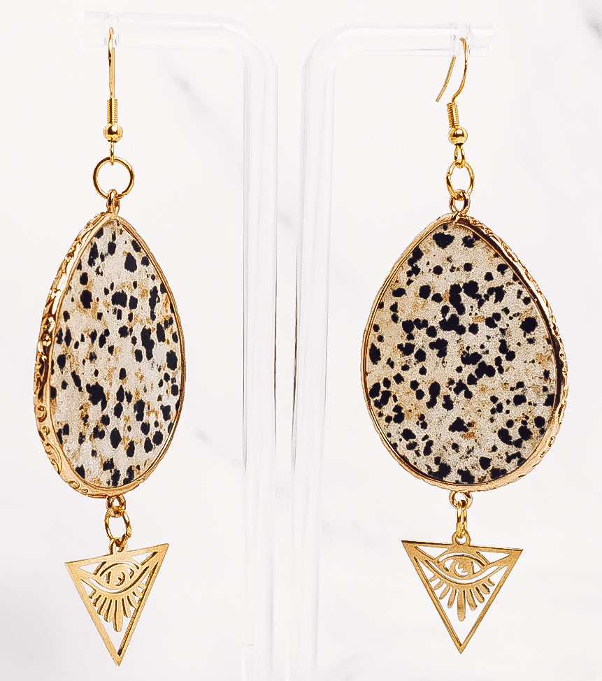 Crystal Teardrop Evil Eye Statement Earrings