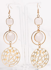 Large Crystal Zodiac Star Moon Cycle Dangle Earrings