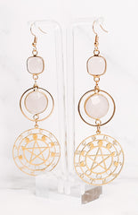 Large Crystal Zodiac Star Moon Cycle Dangle Earrings