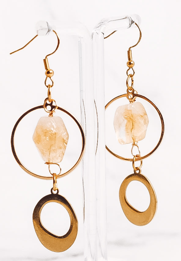 Crystal Abstract Hooped Dangle Earrings