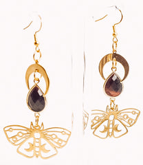 Crystal Moon Butterfly Dangle Earrings