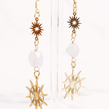 Crystal Sun Compass Dangle Earrings