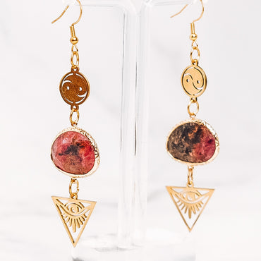 Crystal Yin-Yang Evil Eye Dangle Earrings