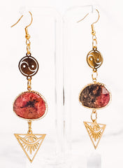 Crystal Yin-Yang Evil Eye Dangle Earrings