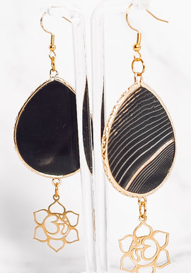Extra-Large Crystal Teardrop Om Flower Earrings