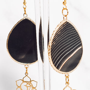 Extra-Large Crystal Teardrop Om Flower Earrings