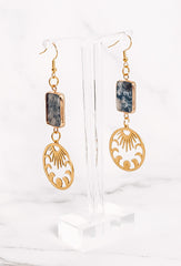 Rectangle Crystal Sun Moon Phase Dangle Earrings