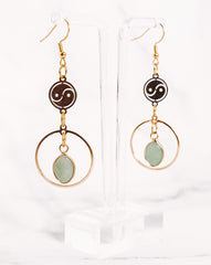 Yin Yang Crystal Teardrop Hooped Dangle Earrings