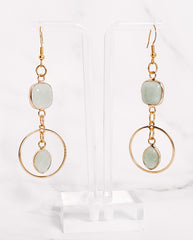 Green Aventurine Teardrop Hooped Dangle Earrings