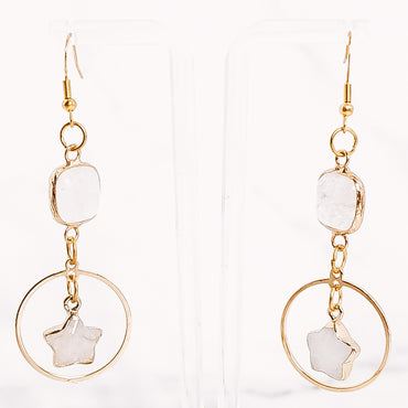 Crystal Star Hooped Dangle Earrings