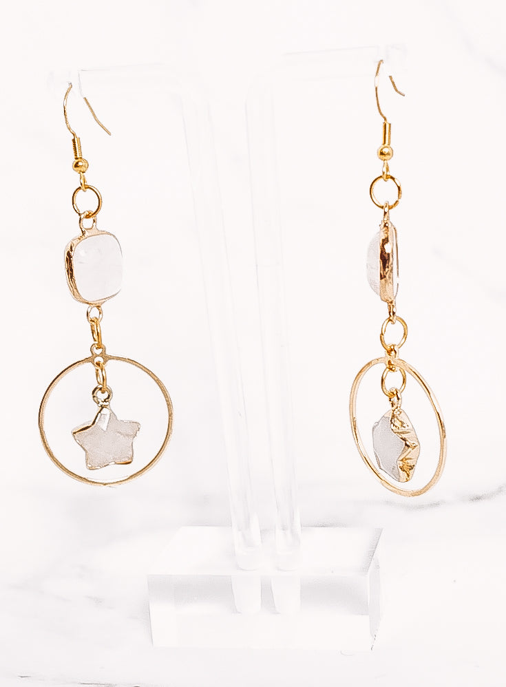 Crystal Star Hooped Dangle Earrings