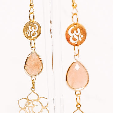 Crystal Teardrop Om Flower Dangle Earrings