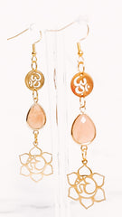 Crystal Teardrop Om Flower Dangle Earrings