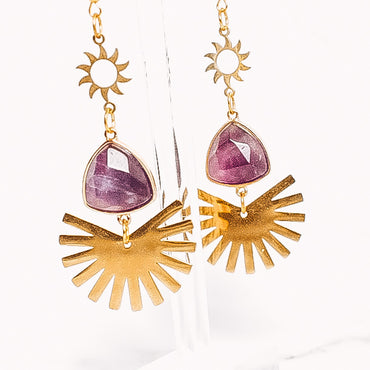Crystal Abstract Sun Dangle Earrings