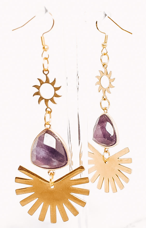 Crystal Abstract Sun Dangle Earrings