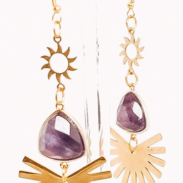 Crystal Abstract Sun Dangle Earrings