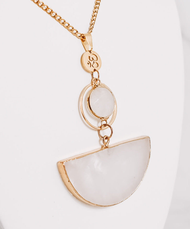 Clear Quartz Large Statement Om Necklace