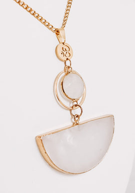 Clear Quartz Large Statement Om Necklace