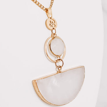 Clear Quartz Large Statement Om Necklace