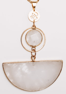 Clear Quartz Large Statement Om Necklace