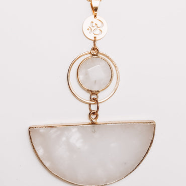 Clear Quartz Large Statement Om Necklace