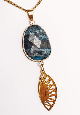 Abstract Oval Crystal Sun Pendant