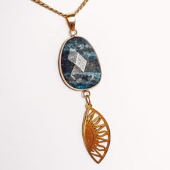 Abstract Oval Crystal Sun Pendant