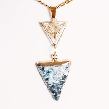 Evil Eye Triangle Crystal Pendant Necklace