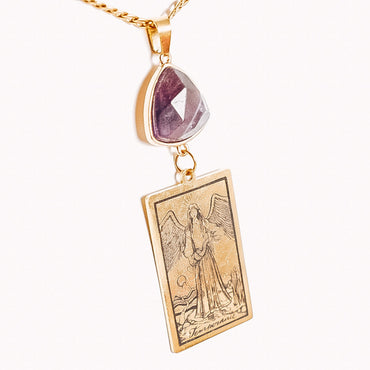 Abstract Crystal Tarot Card Pendant Necklace